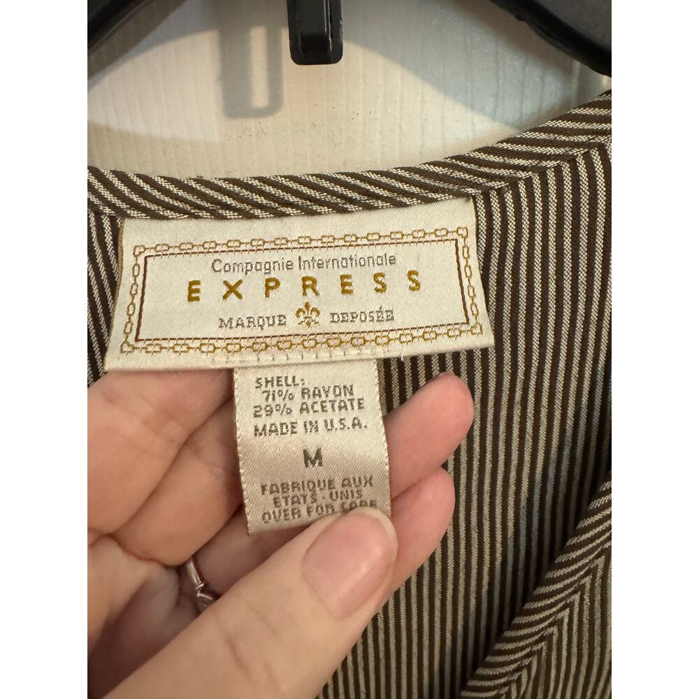 Compagnie Internationale Vintage Euro 90s Pinstripe Waistcoat Vest Brown M - Picture 4 of 10